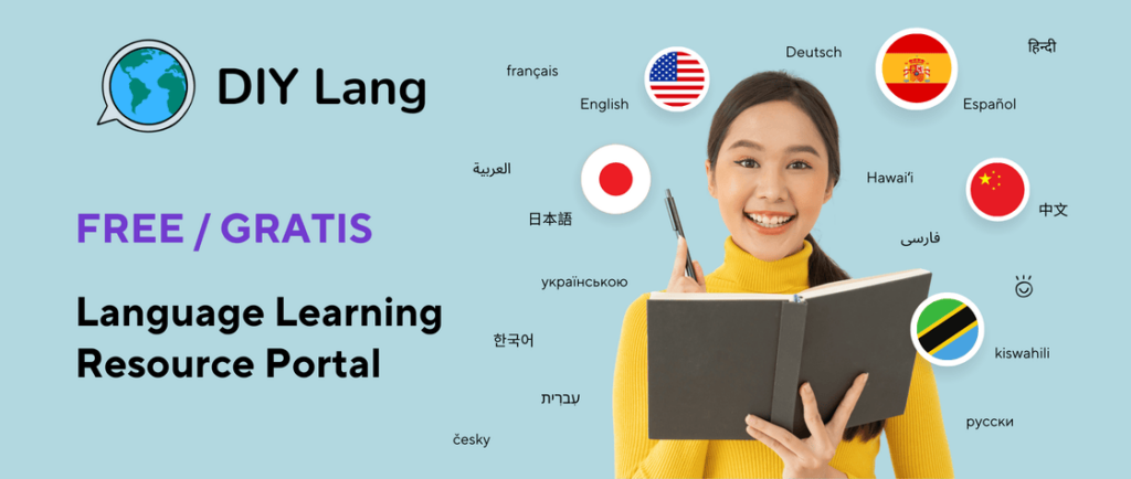 DIY Lang alternate hero image. Free Gratis Language Learning Resource Portal.